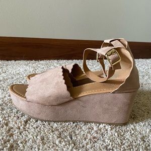 Scalloped Suede Wedges